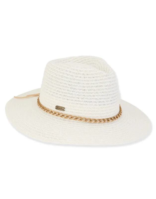 Lainey Paper Braid Safari Hat by Sun N Sand - White sold by Beach Bunny
