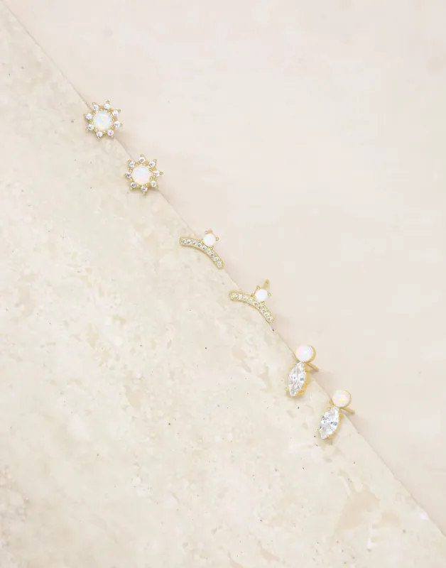 Opal and Crystal Babies Earring Set by Ettika - Gold made by Beach Bunny