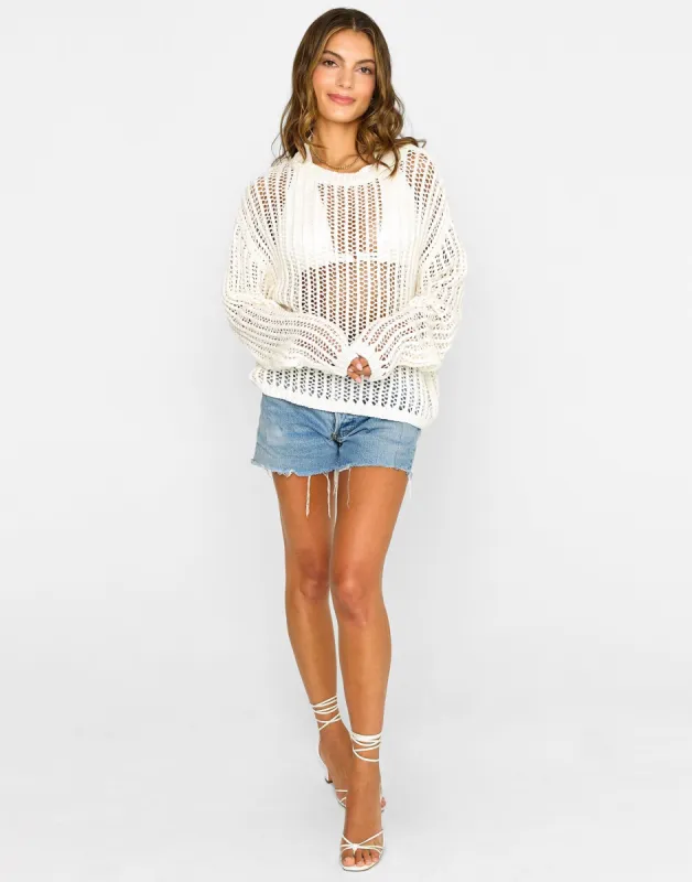 Nora Sweater Top by Summer Haus - White sold by Beach Bunny