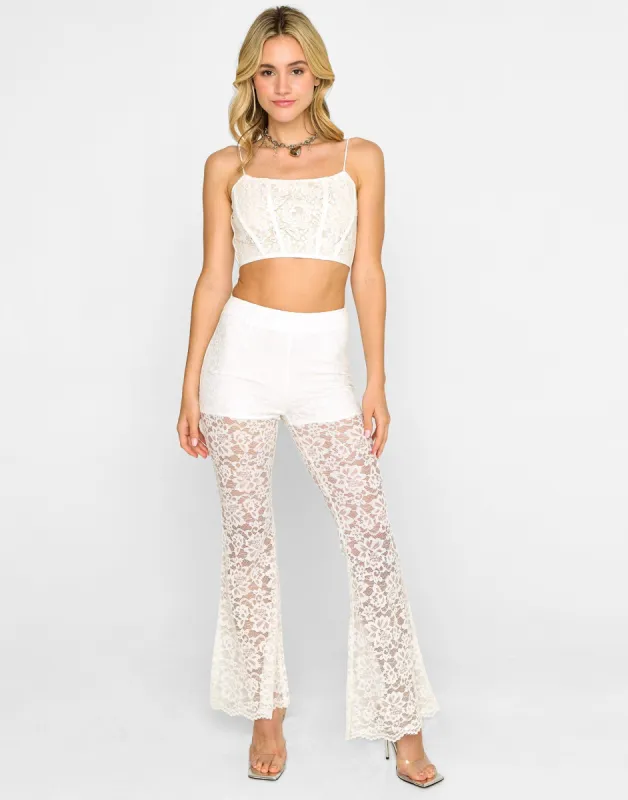 Lily Lace Cami Top by Summer Haus - White sold by Beach Bunny
