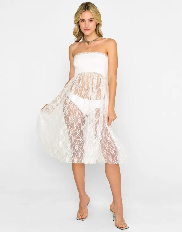 Isla Midi Dress by Summer Haus - White sold by Beach Bunny