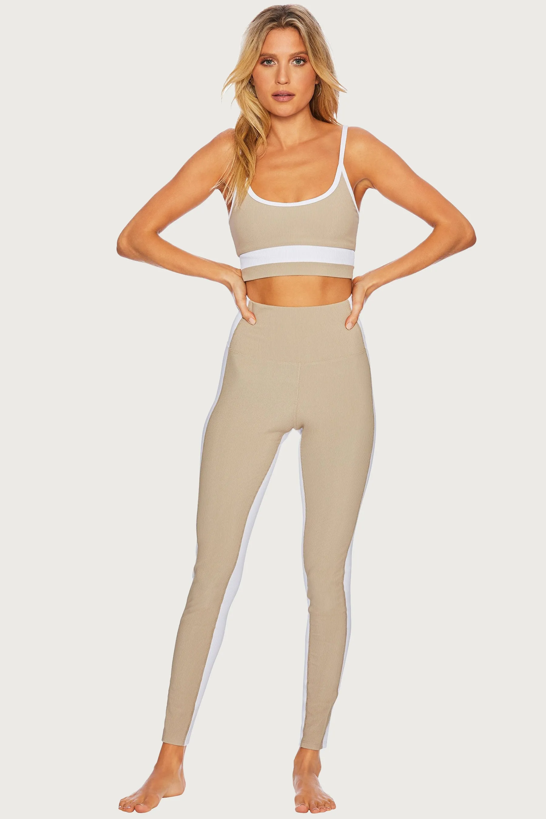 Colorblock Legging Tan White sold by Beach Riot