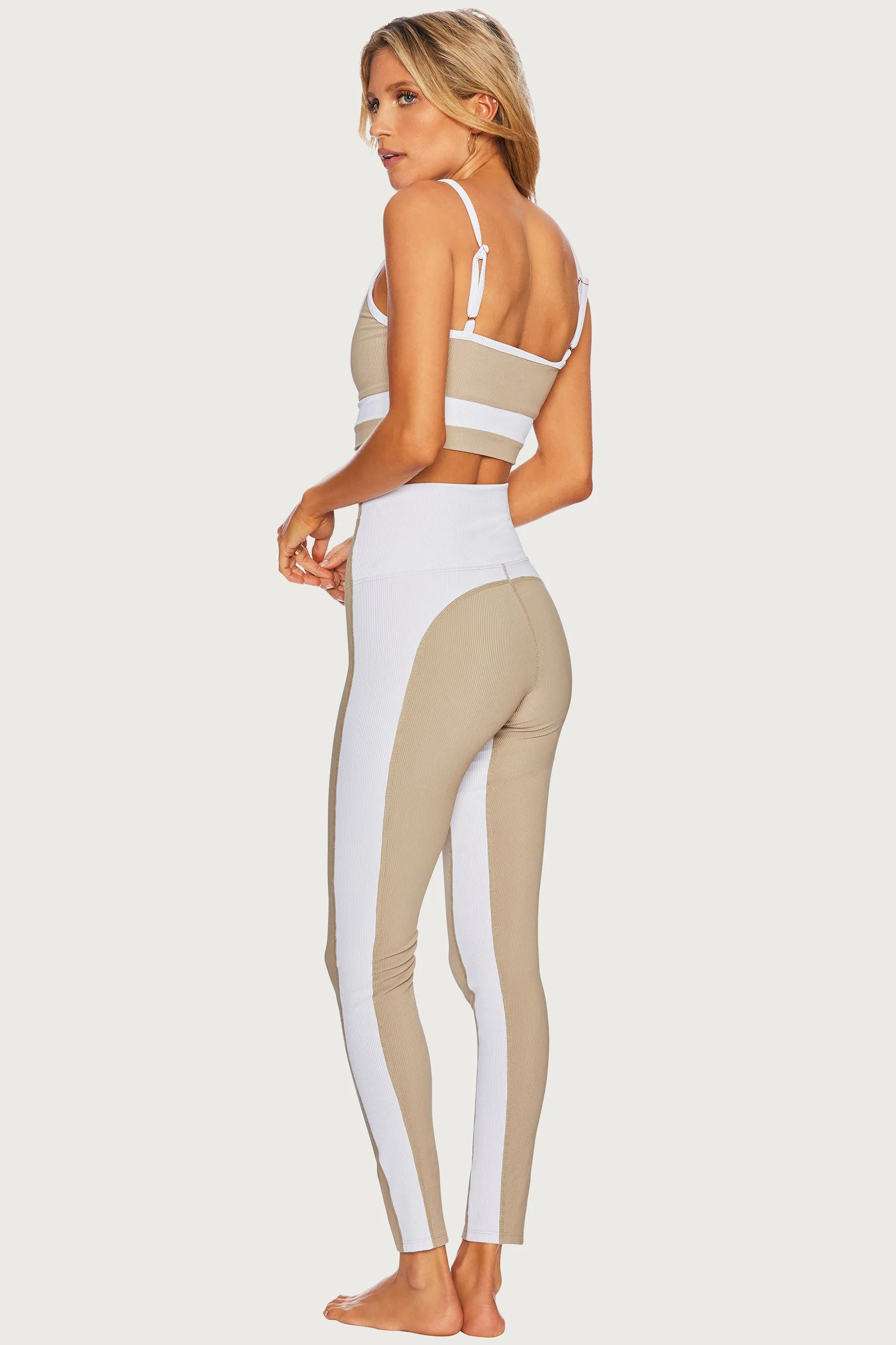 Colorblock Legging Tan White sold by Beach Riot product image thumbnail 2