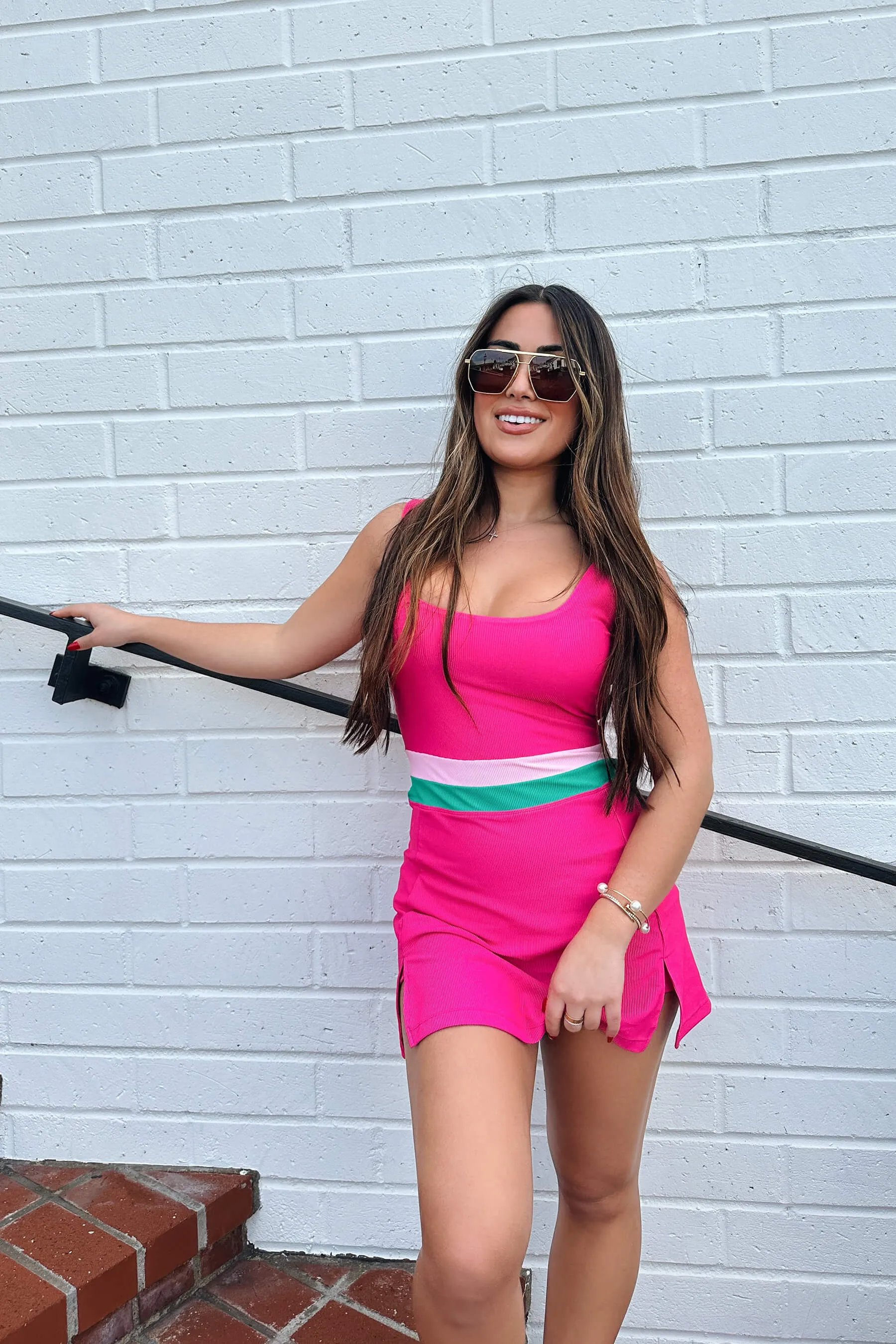 Beach Riot x Anthropologie Remi Dress Bright Fuchsia Colorblock sold by Beach Riot product image thumbnail 4