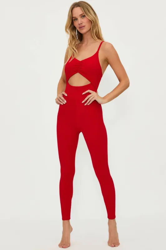 Jewel Catsuit Merry Red Waffle sold by Beach Riot