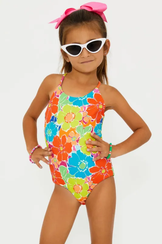 Little Julia One Piece Neon Blooms Waffle sold by Beach Riot