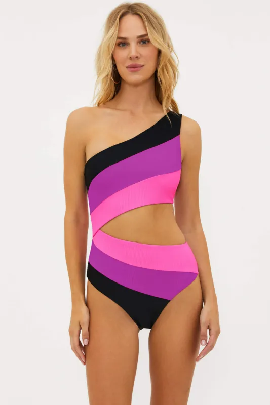 Joyce One Piece Vivid Violet Colorblock sold by Beach Riot
