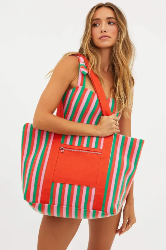 Beach Bag Palm Beach Stripe sold by Beach Riot