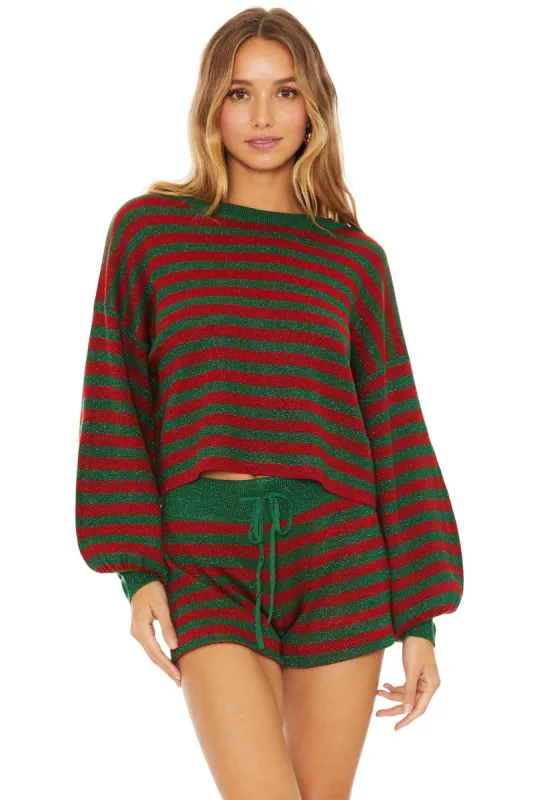 Ava Sweater Holiday Glitter Stripe sold by Beach Riot