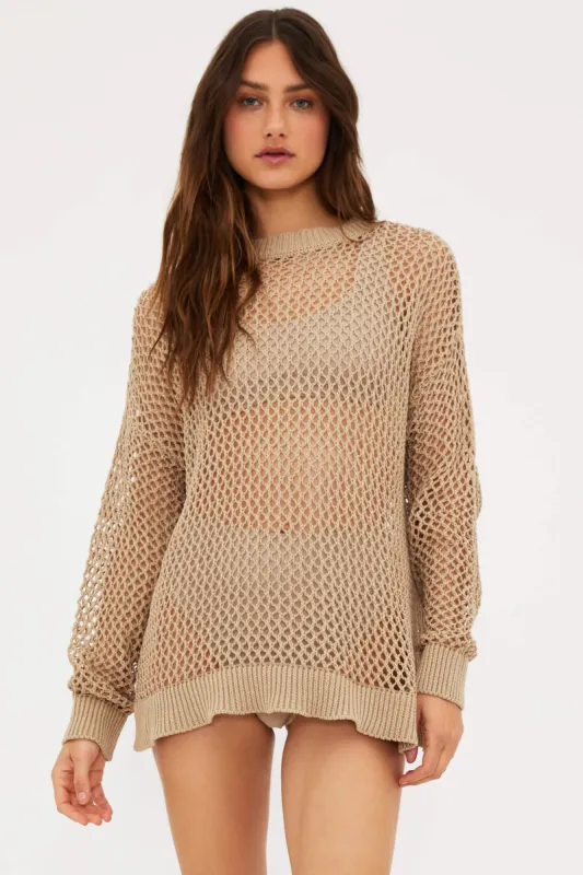 Hilary Sweater Tan made by Beach Riot