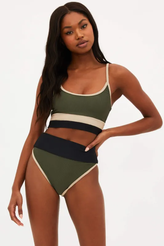 Eva Top Military Olive Colorblock sold by Beach Riot
