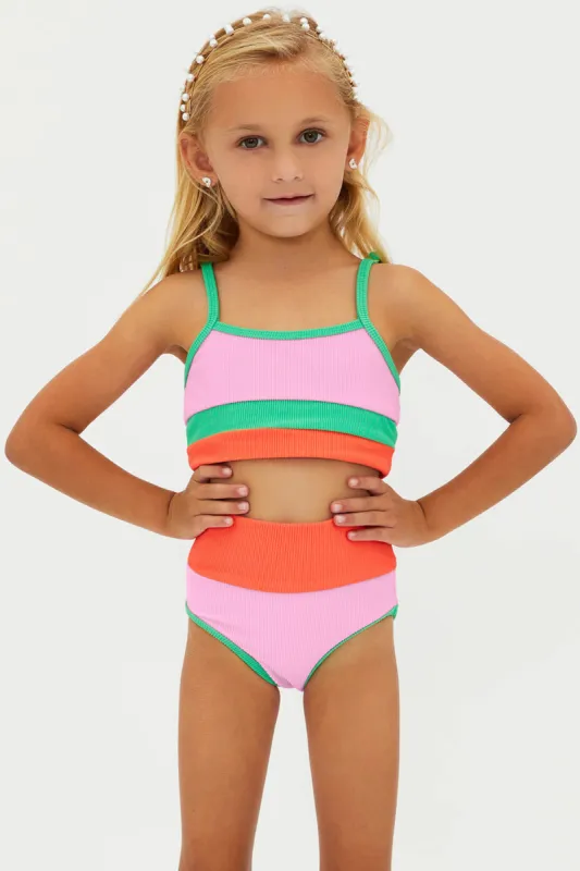 Little Eva Top & Emmie Bottom Coral Beach Colorblock sold by Beach Riot