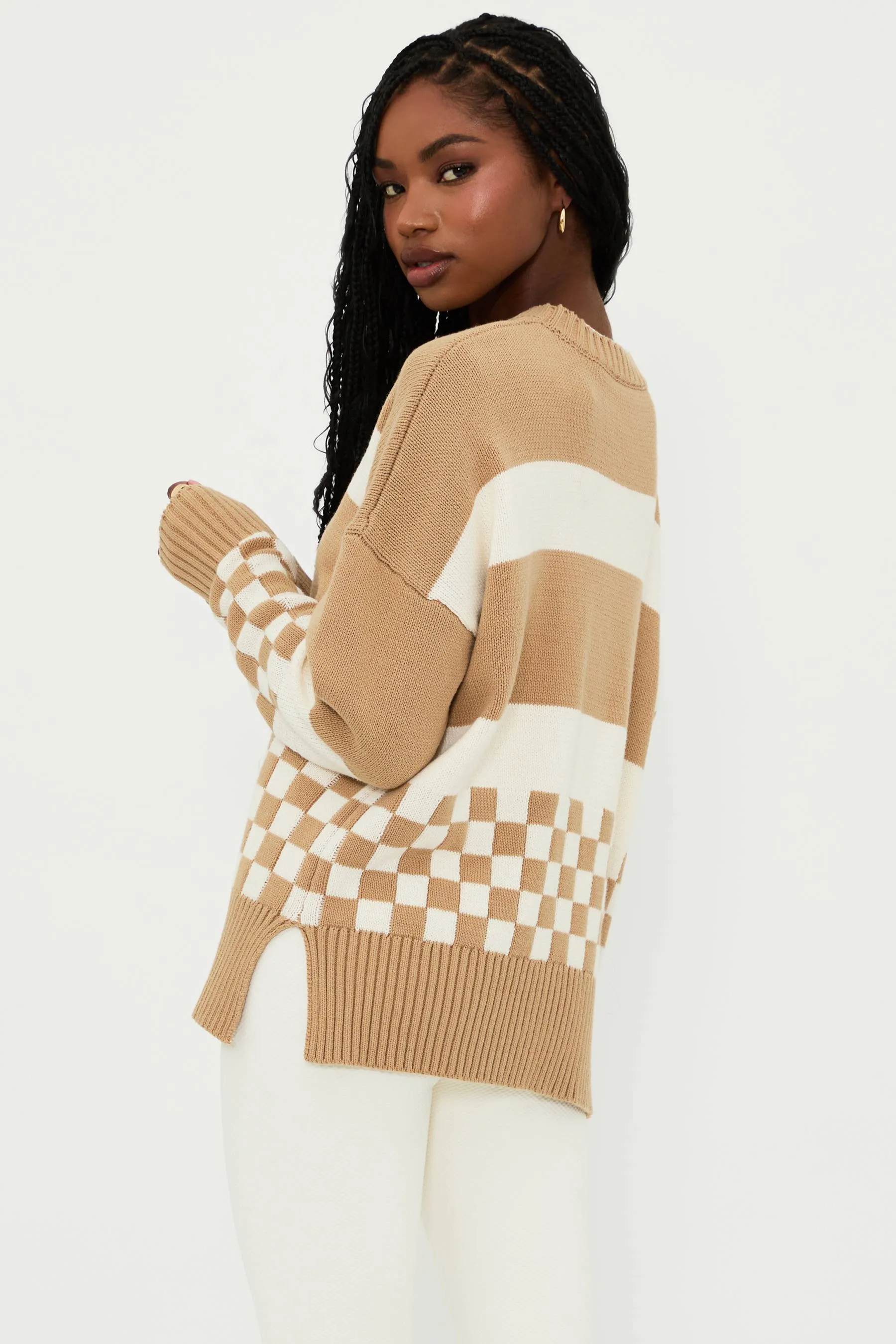 Callie Sweater Taupe Check sold by Beach Riot product image thumbnail 2