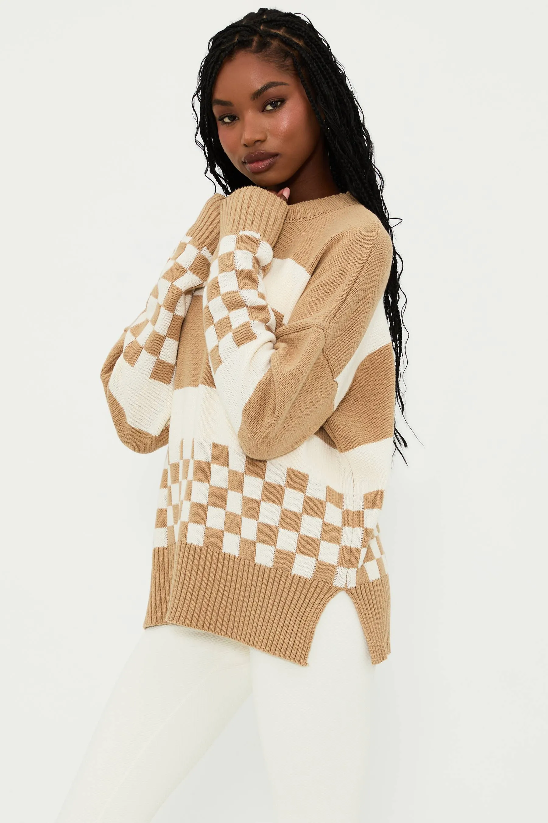 Callie Sweater Taupe Check sold by Beach Riot product image thumbnail 3