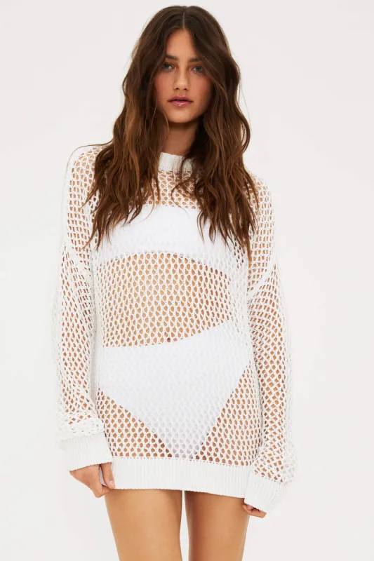 Hilary Sweater White made by Beach Riot