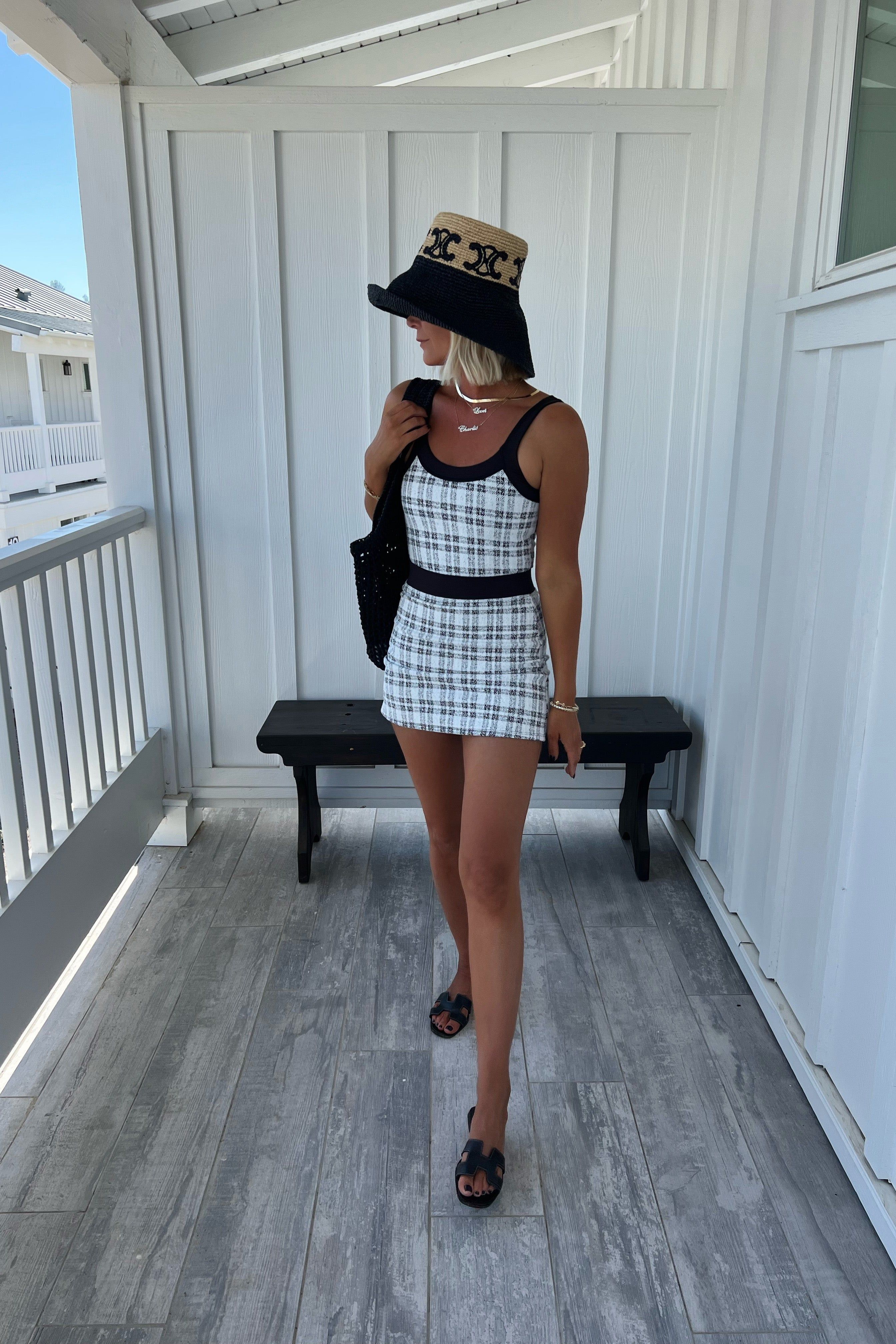 Linda One Piece Ivory Plaid sold by Beach Riot product image thumbnail 4