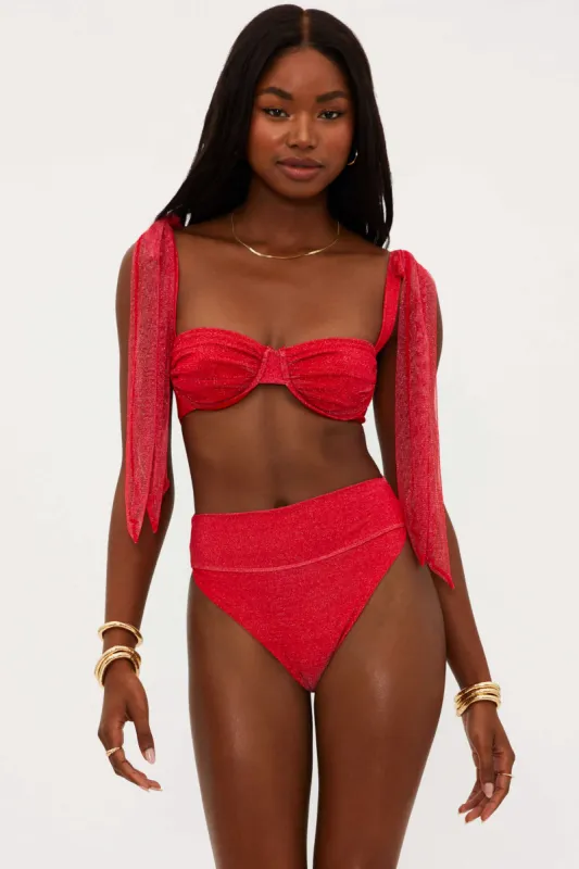 Drea Top Red Hot Shine sold by Beach Riot