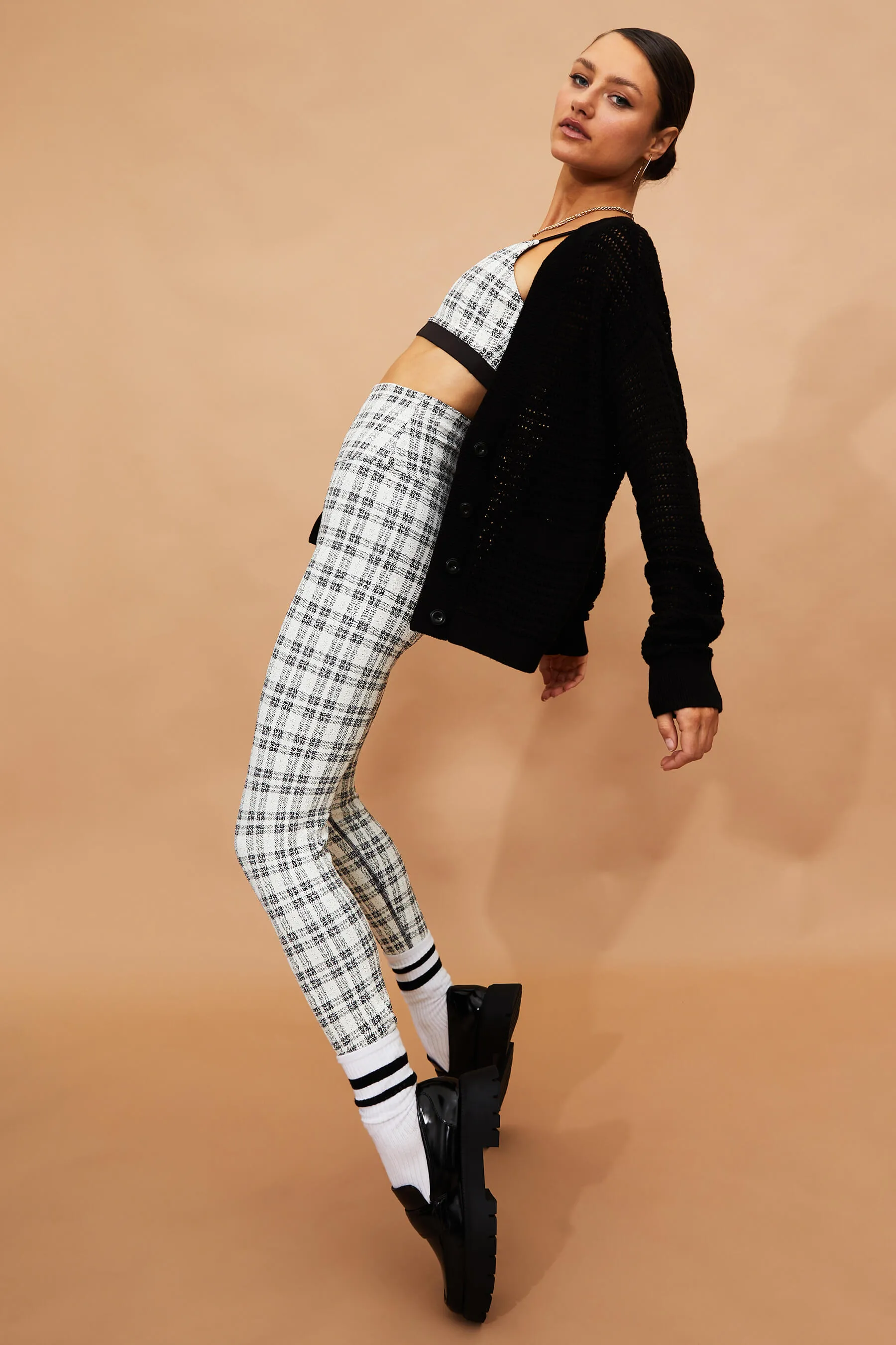 Piper Legging Ivory Plaid sold by Beach Riot product image thumbnail 4