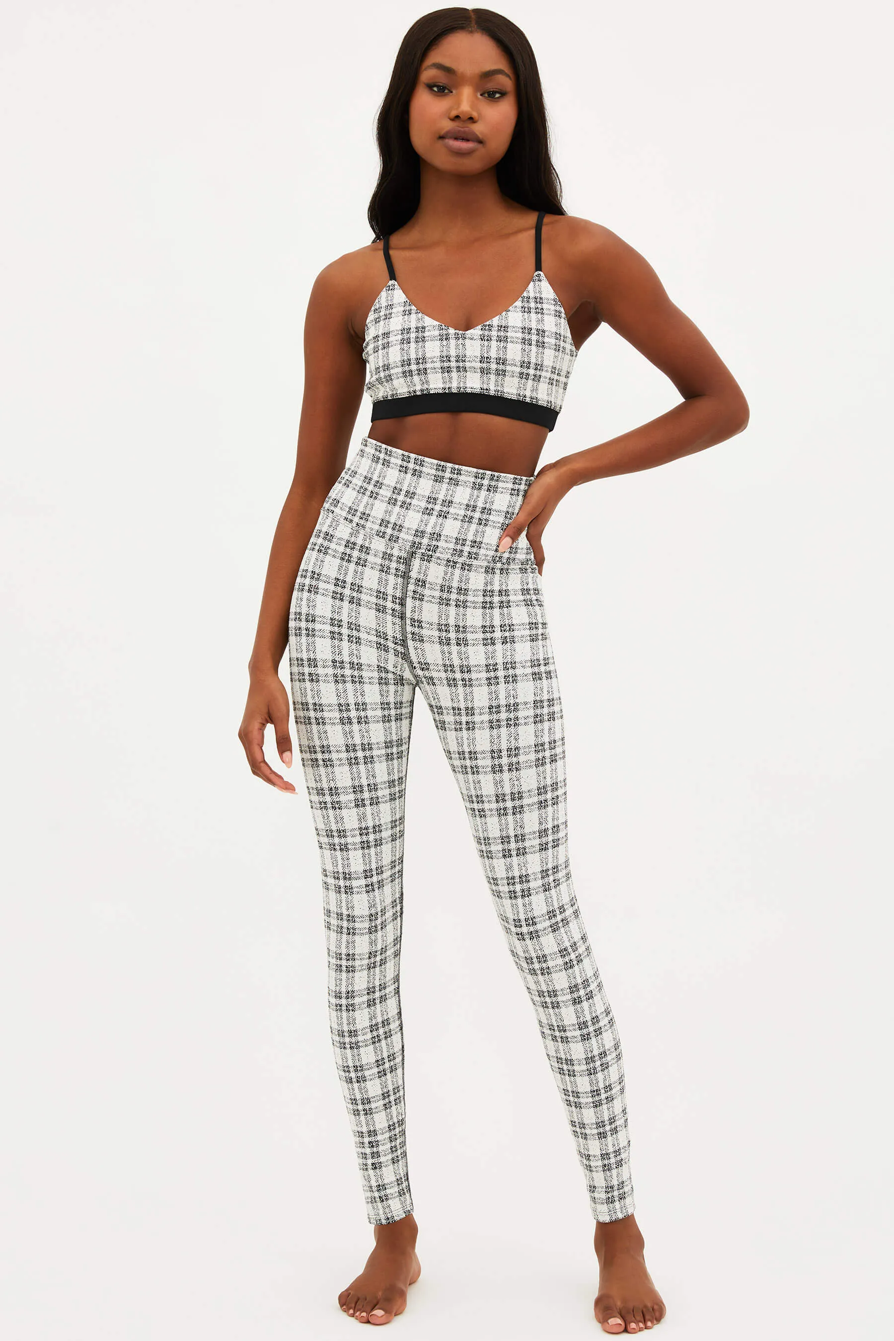 Piper Legging Ivory Plaid sold by Beach Riot product image thumbnail 3