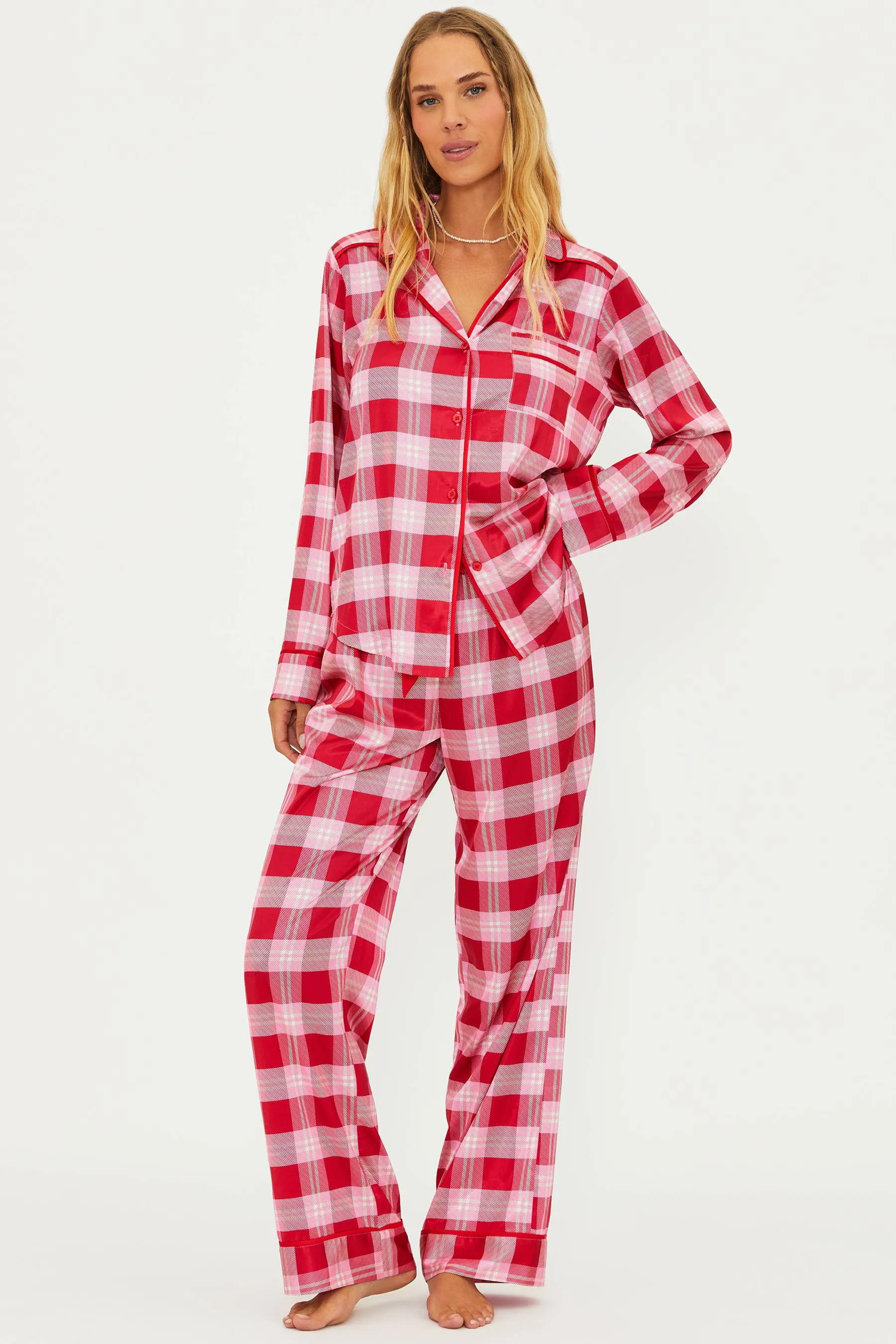 Livy Top & Connie Pant Set Candy Cane Plaid sold by Beach Riot