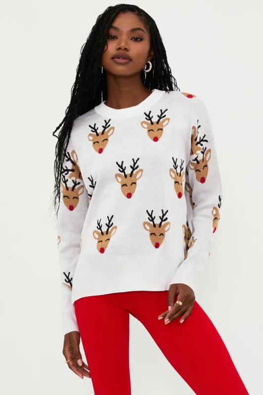 Callie Sweater Cheery Deer sold by Beach Riot