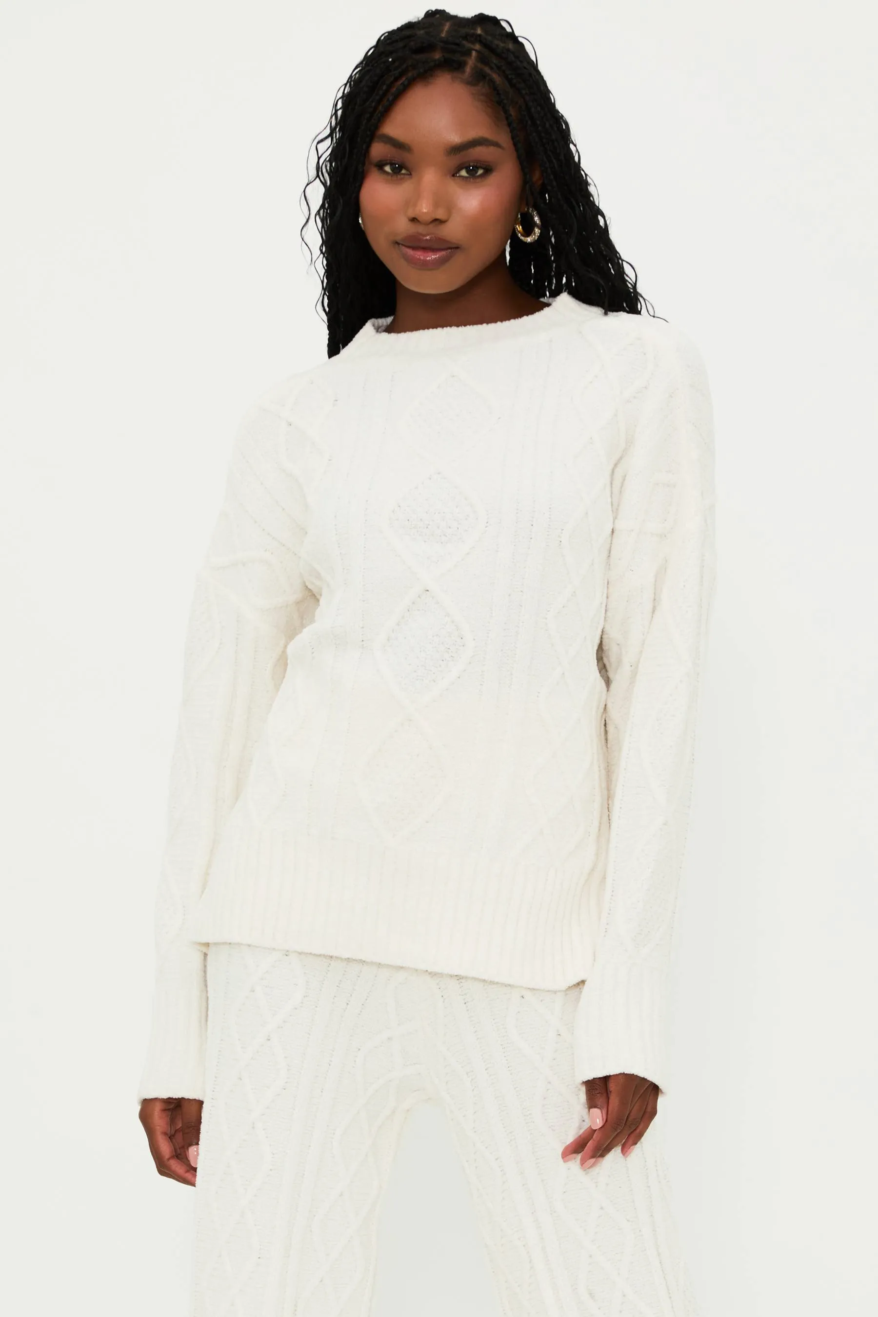 Callie Sweater Cream Cable sold by Beach Riot