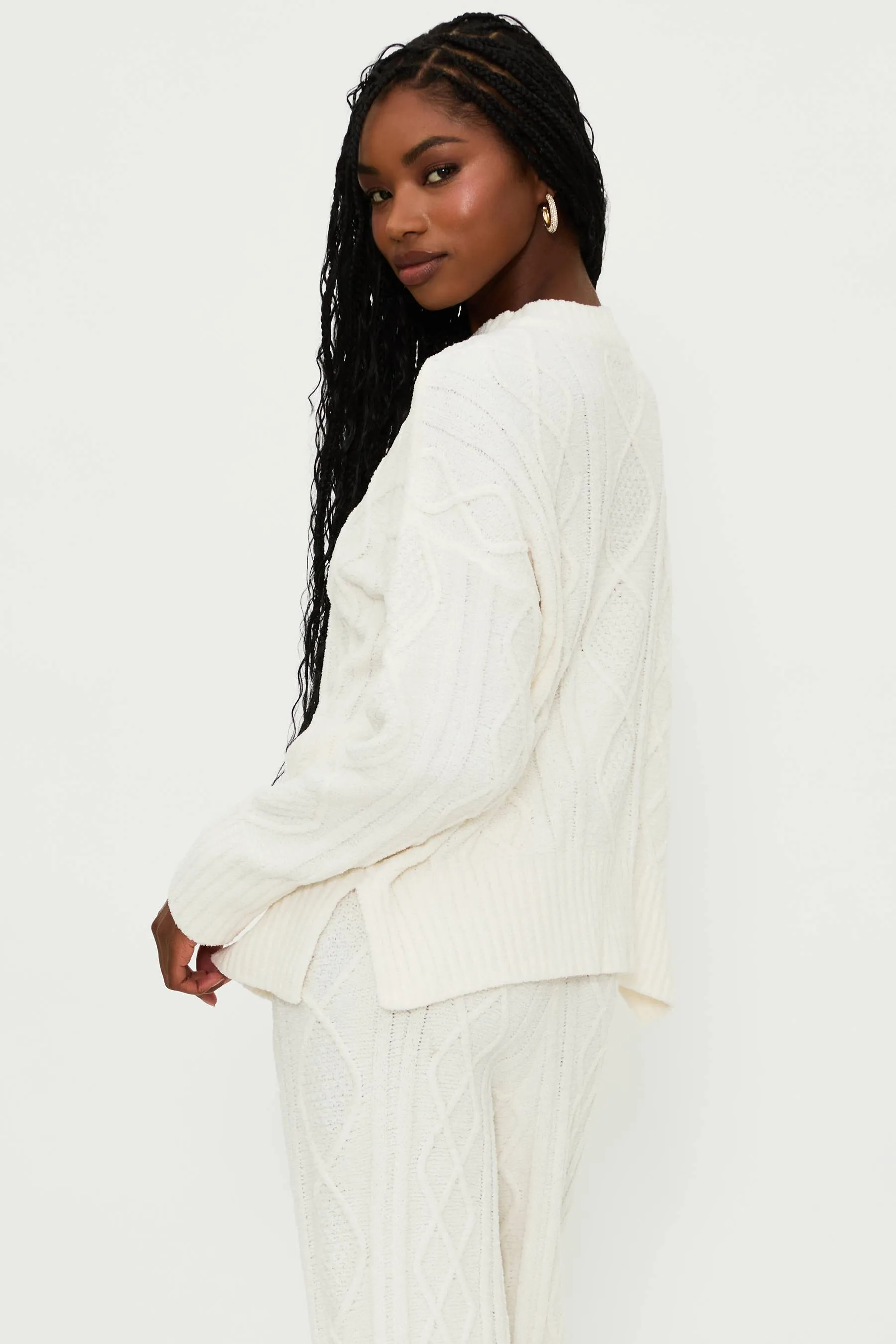 Callie Sweater Cream Cable sold by Beach Riot product image thumbnail 2