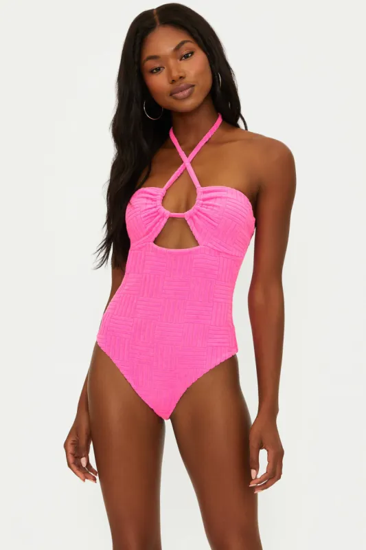 Phoenix One Piece Strawberry Moon Terry sold by Beach Riot