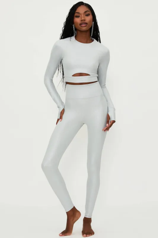 Piper Legging Silver Shine Waffle sold by Beach Riot