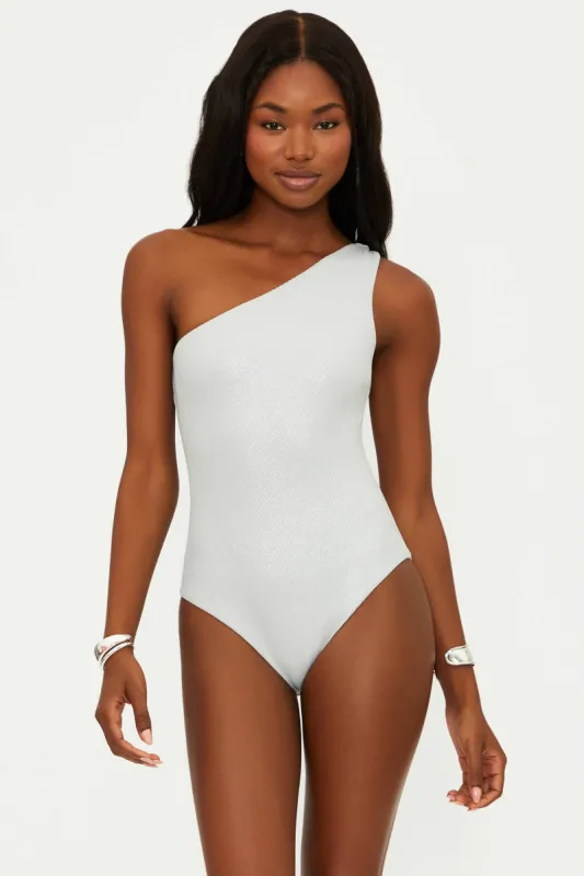 Alba One Piece Silver Shine Waffle sold by Beach Riot