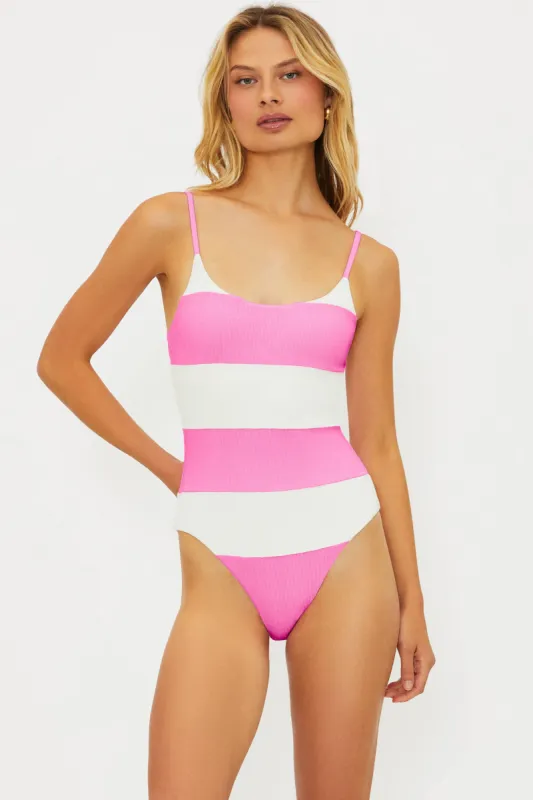 Calista One Piece Prism Pink Stripe sold by Beach Riot