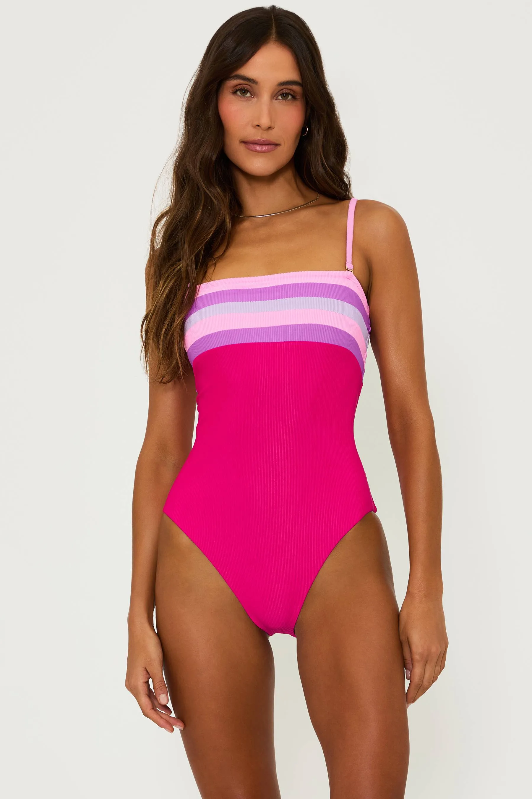 Jessa One Piece Raspberry Colorblock sold by Beach Riot product image thumbnail 5
