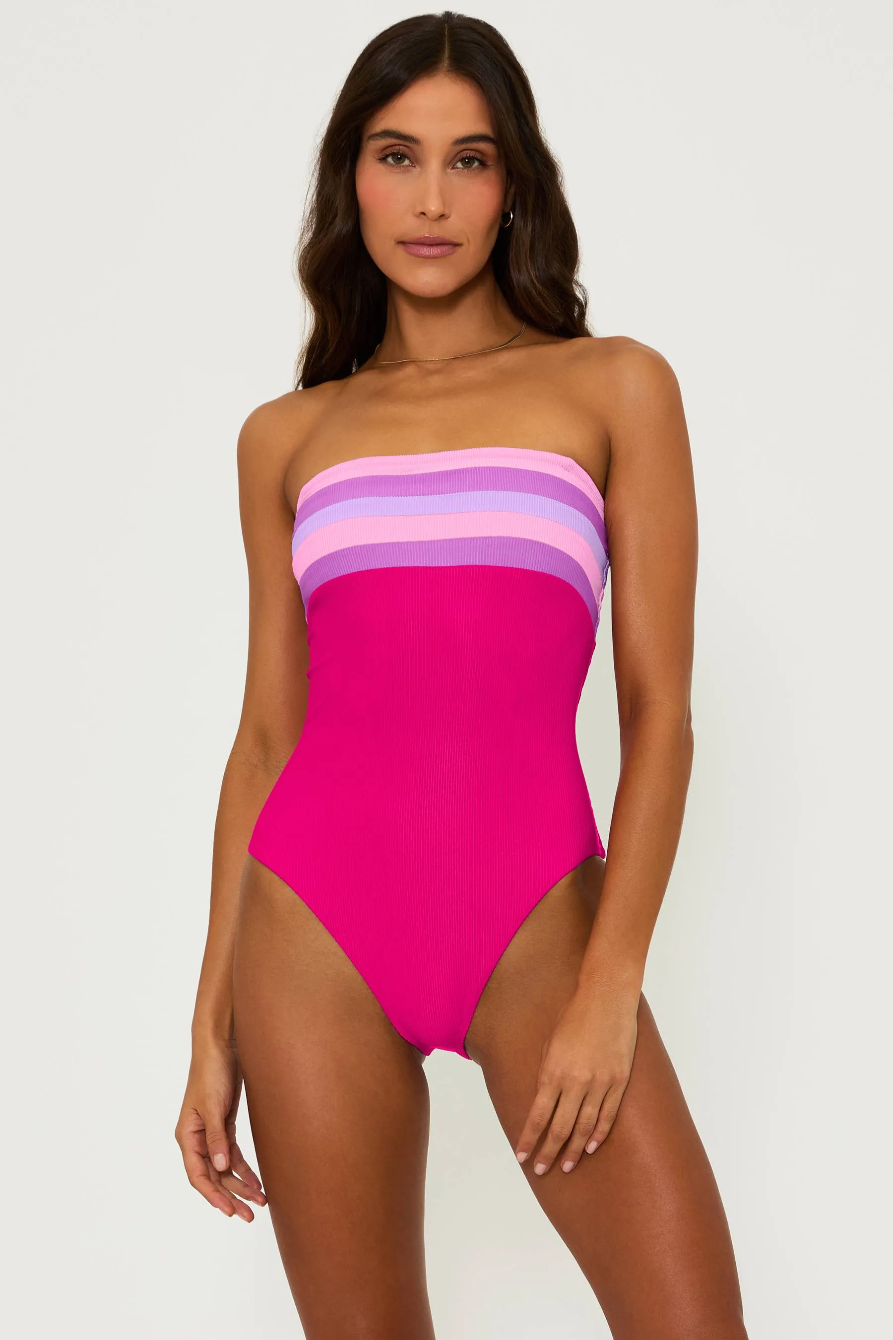Jessa One Piece Raspberry Colorblock sold by Beach Riot