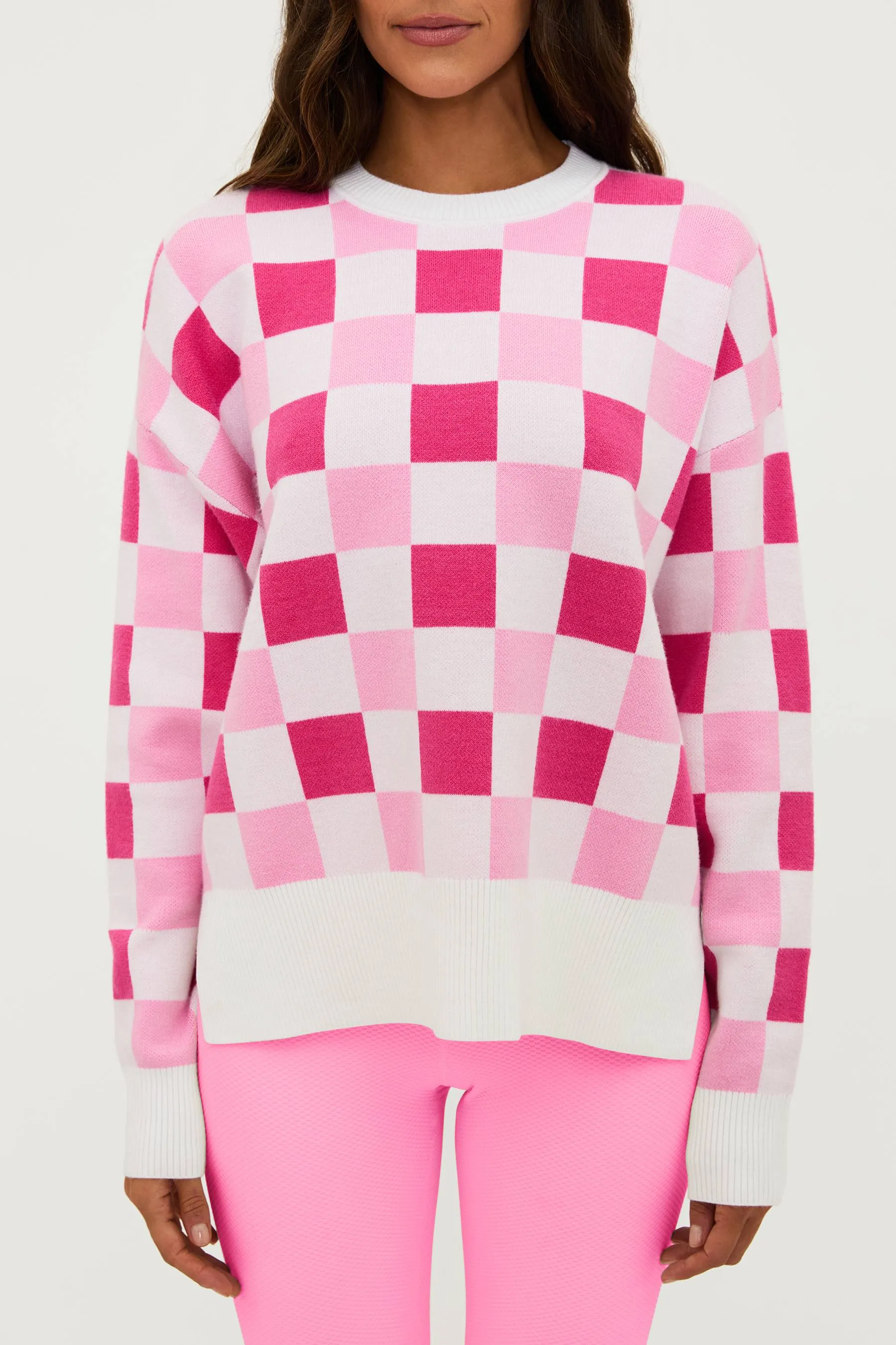Callie Sweater Peony Petal Checker sold by Beach Riot product image thumbnail 5