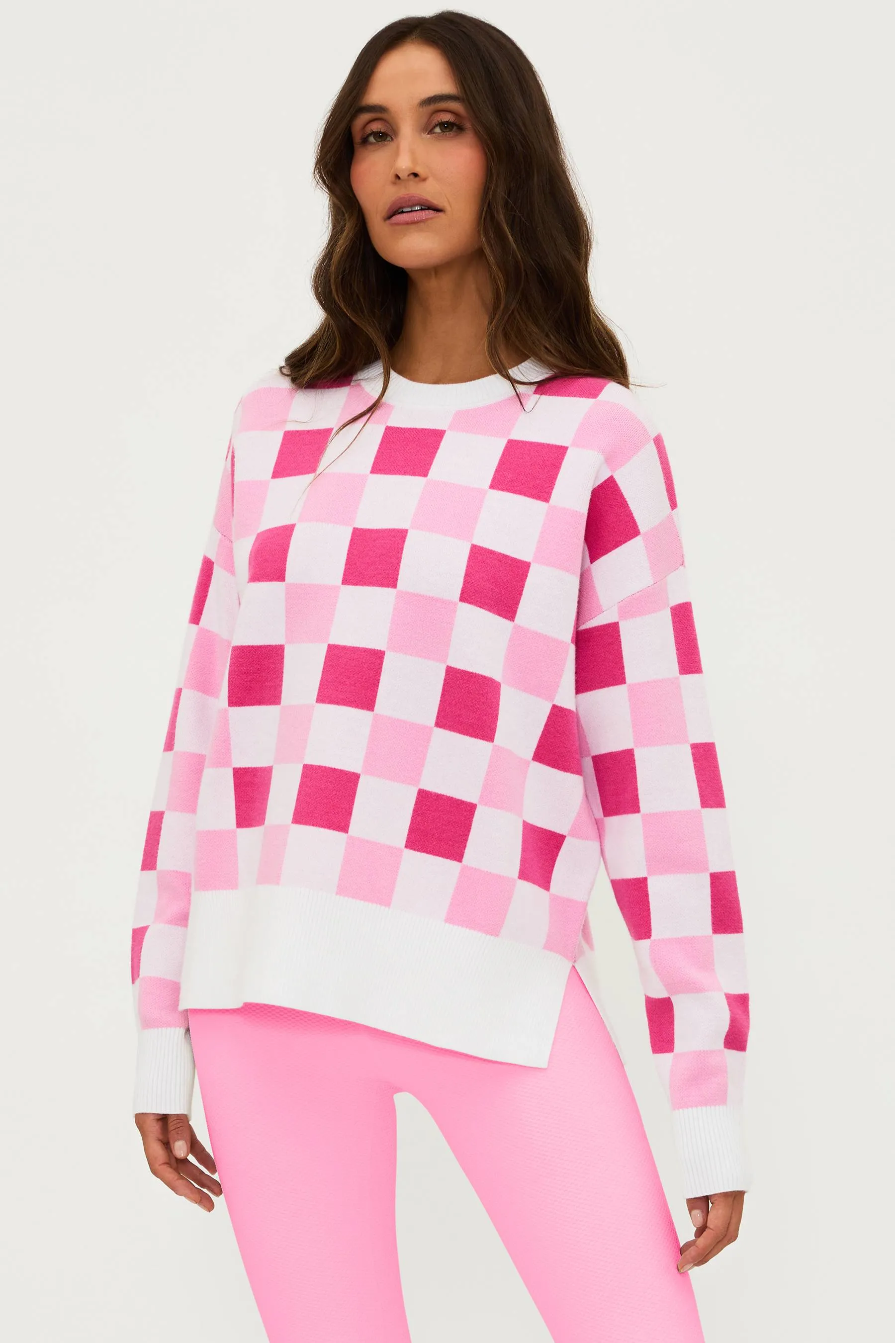 Callie Sweater Peony Petal Checker sold by Beach Riot product image thumbnail 4