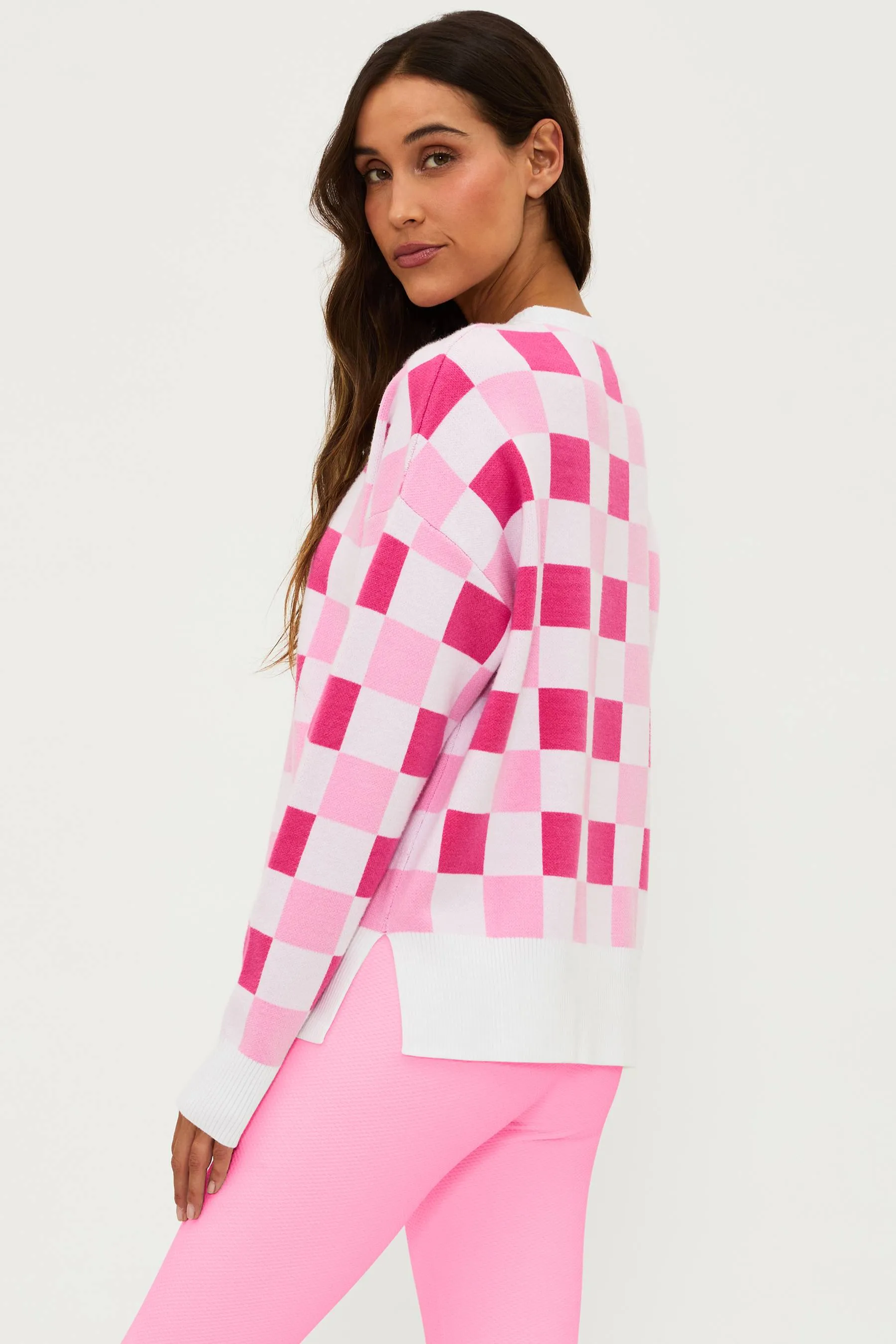 Callie Sweater Peony Petal Checker sold by Beach Riot product image thumbnail 2