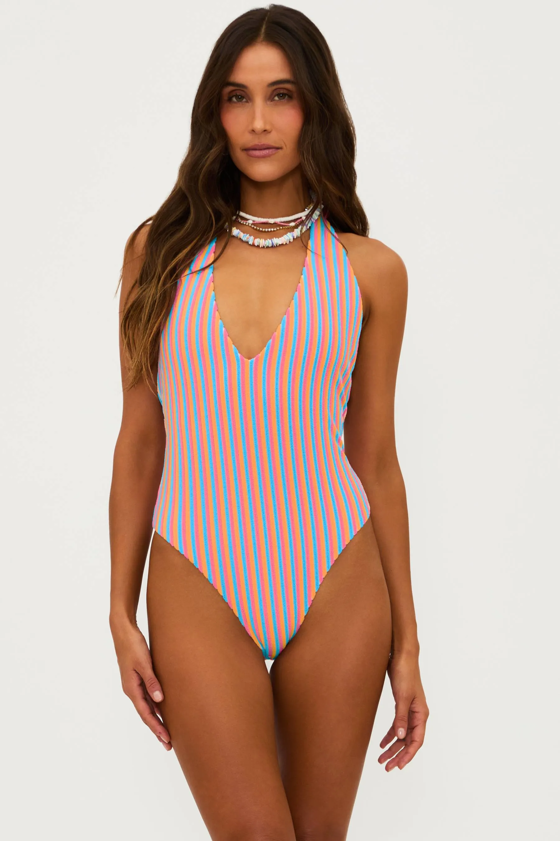 Frida One Piece Petal Stripes Terry sold by Beach Riot