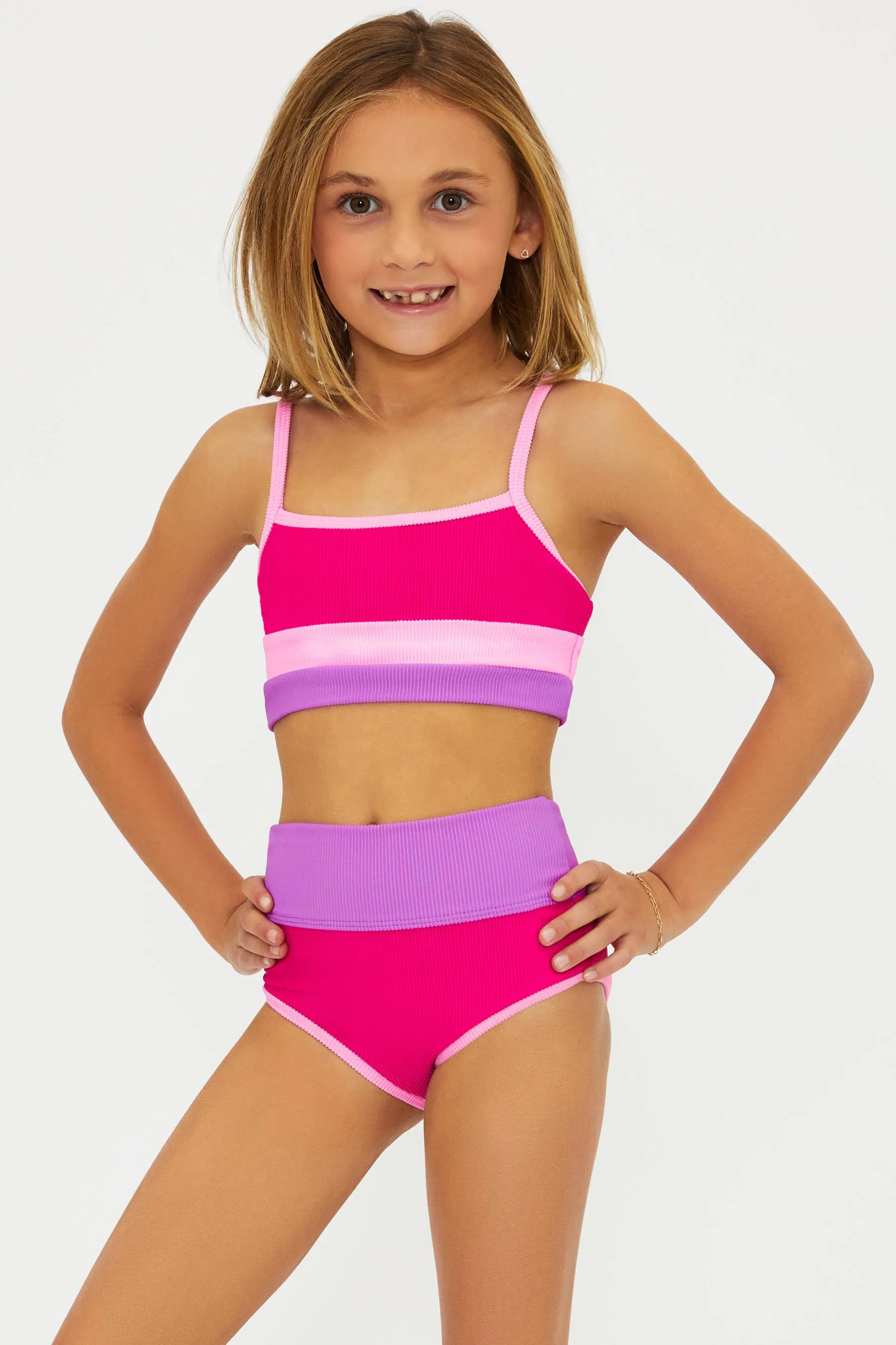 Little Eva & Emmie Set Raspberry Colorblock sold by Beach Riot