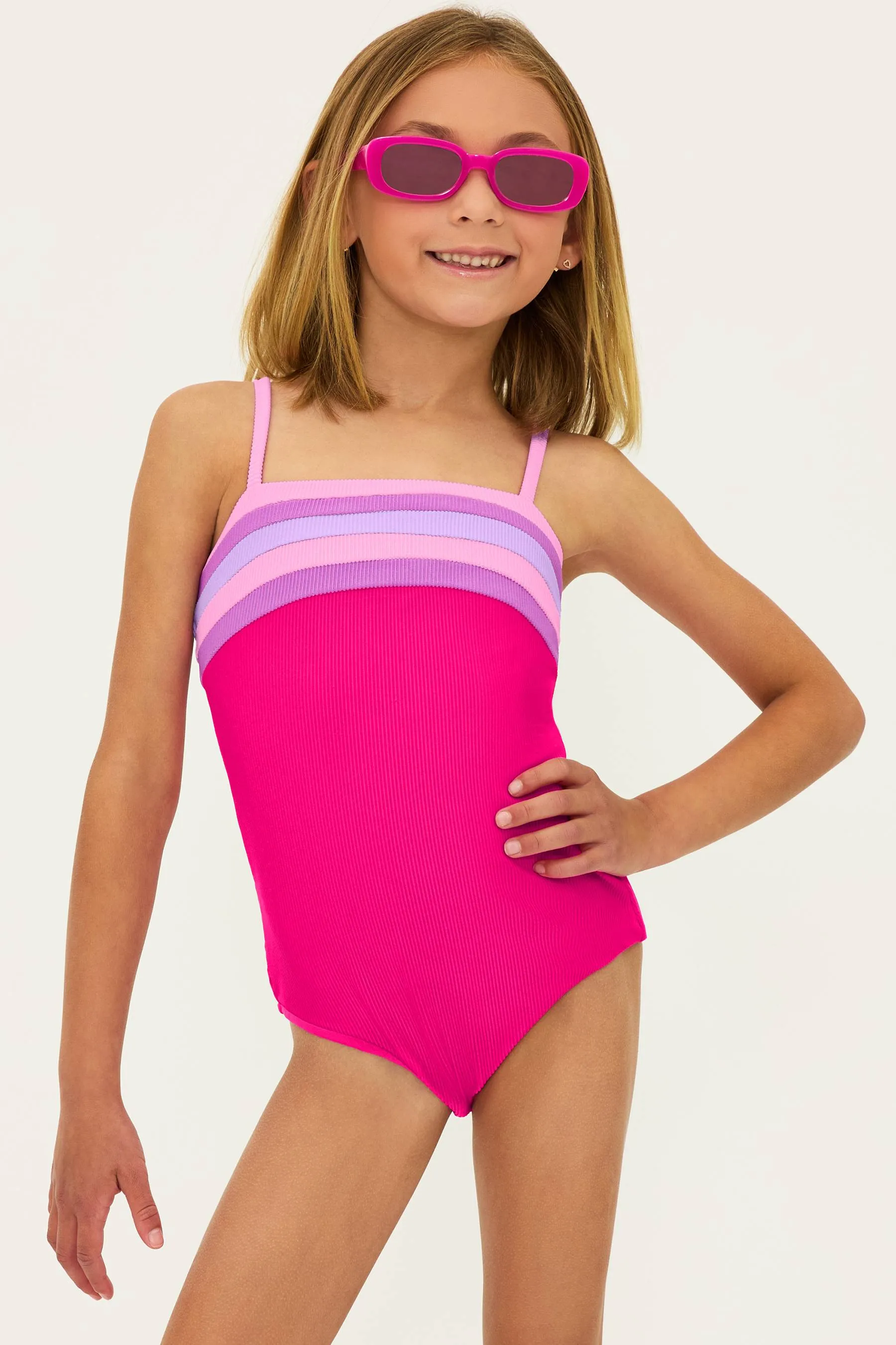 Little Jessa One Piece Raspberry Colorblock sold by Beach Riot