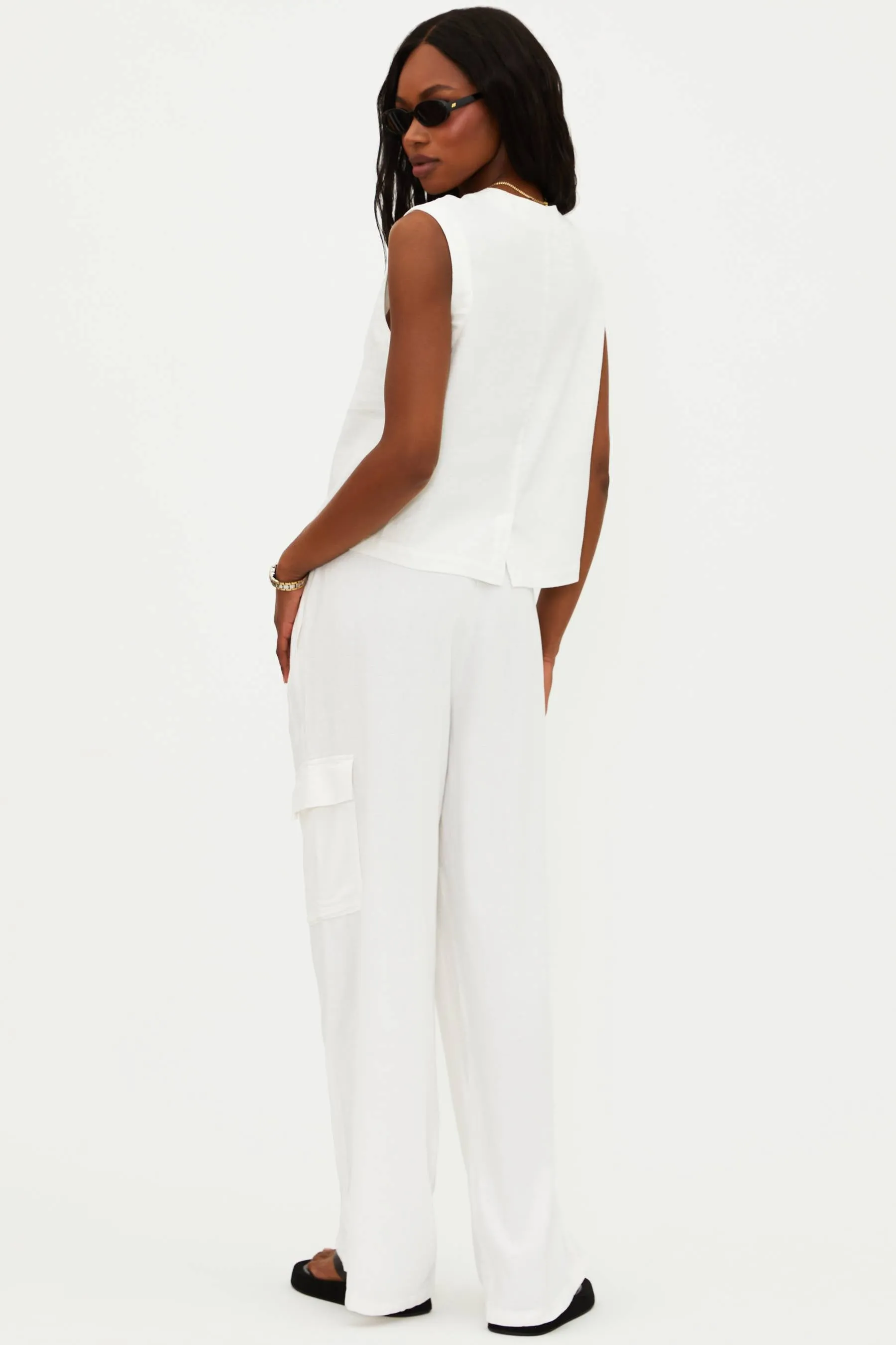 Amara Pant White Linen sold by Beach Riot product image thumbnail 2