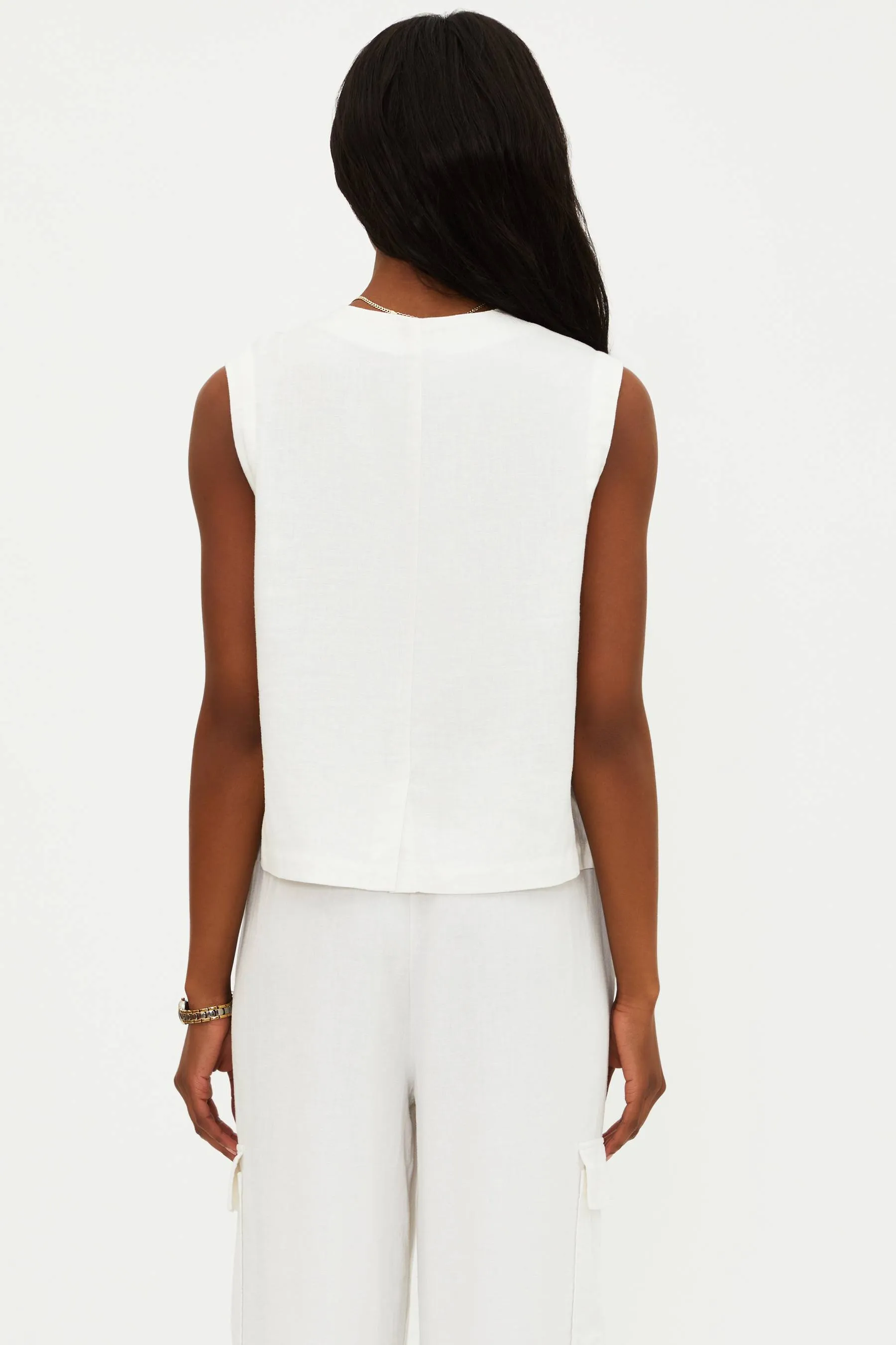 Darcy Vest White Linen sold by Beach Riot product image thumbnail 5