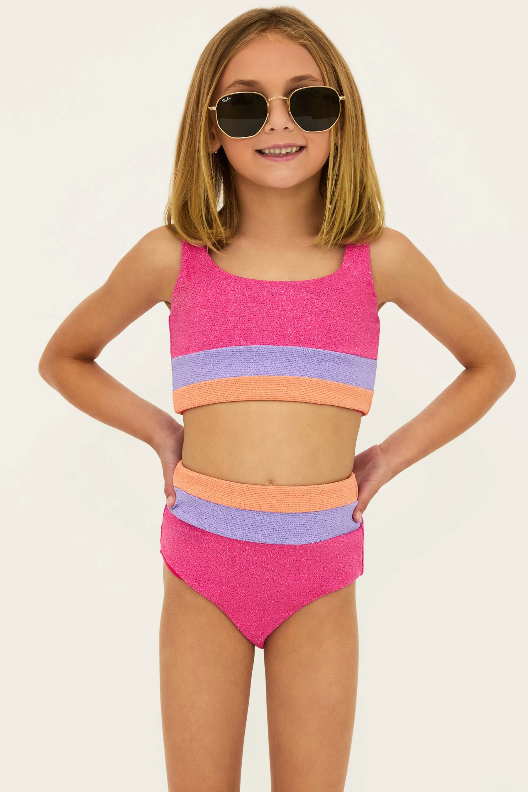 Little Mackenzie & Heidi Set Coral Bay Colorblock Scrunch sold by Beach Riot