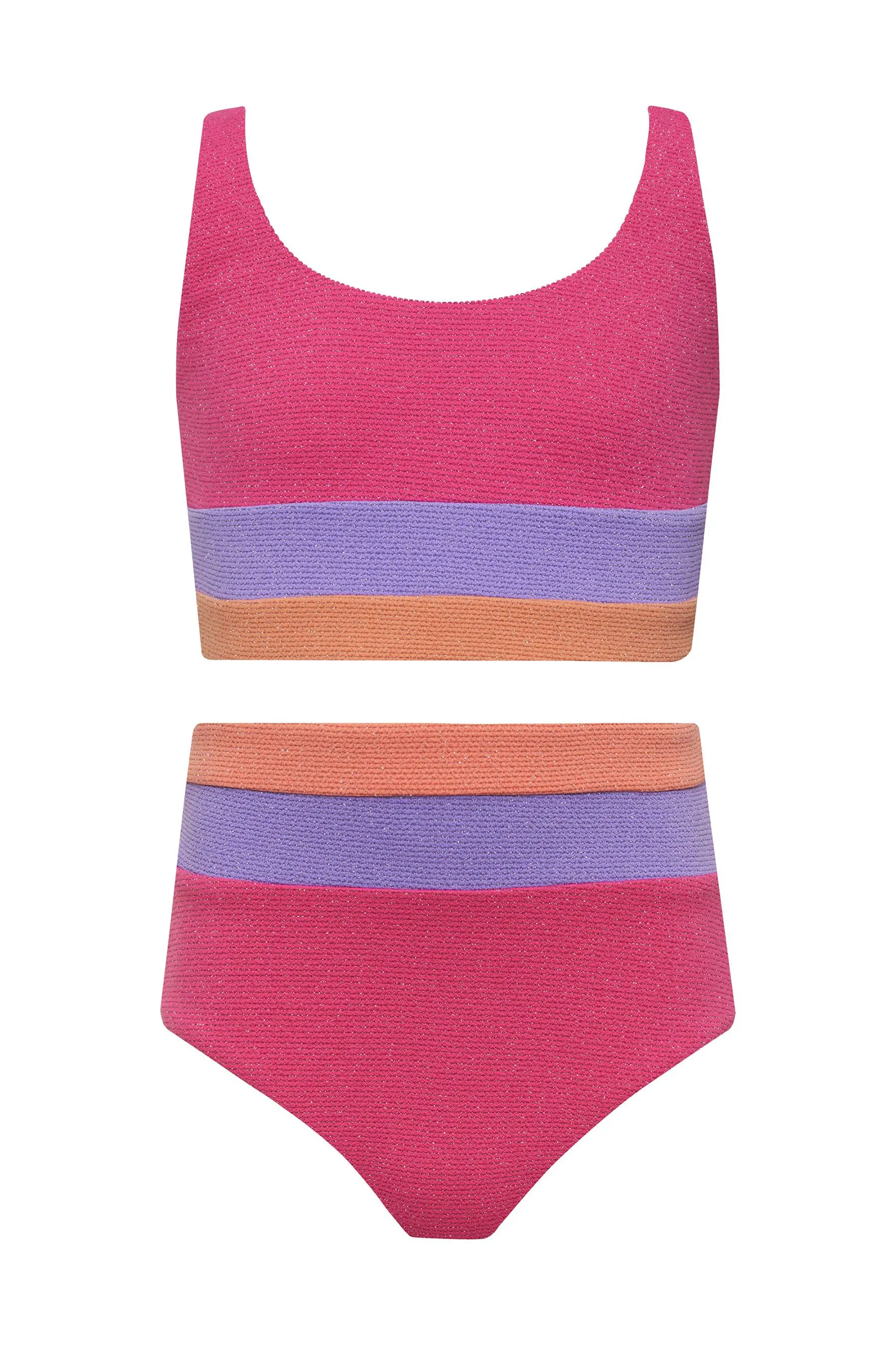 Little Mackenzie & Heidi Set Coral Bay Colorblock Scrunch sold by Beach Riot product image thumbnail 2