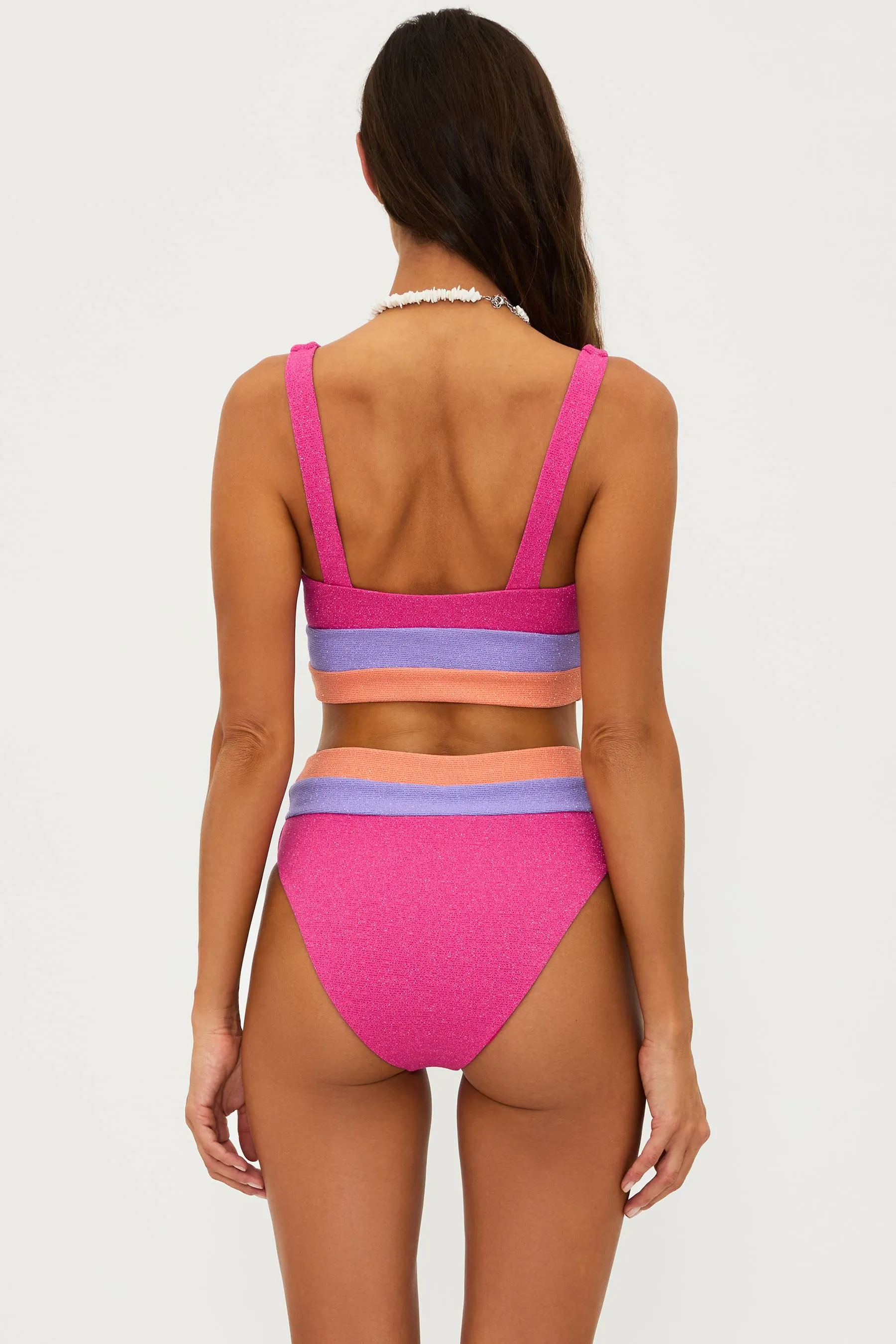Mackenzie Top Coral Bay Colorblock Shine Scrunch sold by Beach Riot product image thumbnail 2