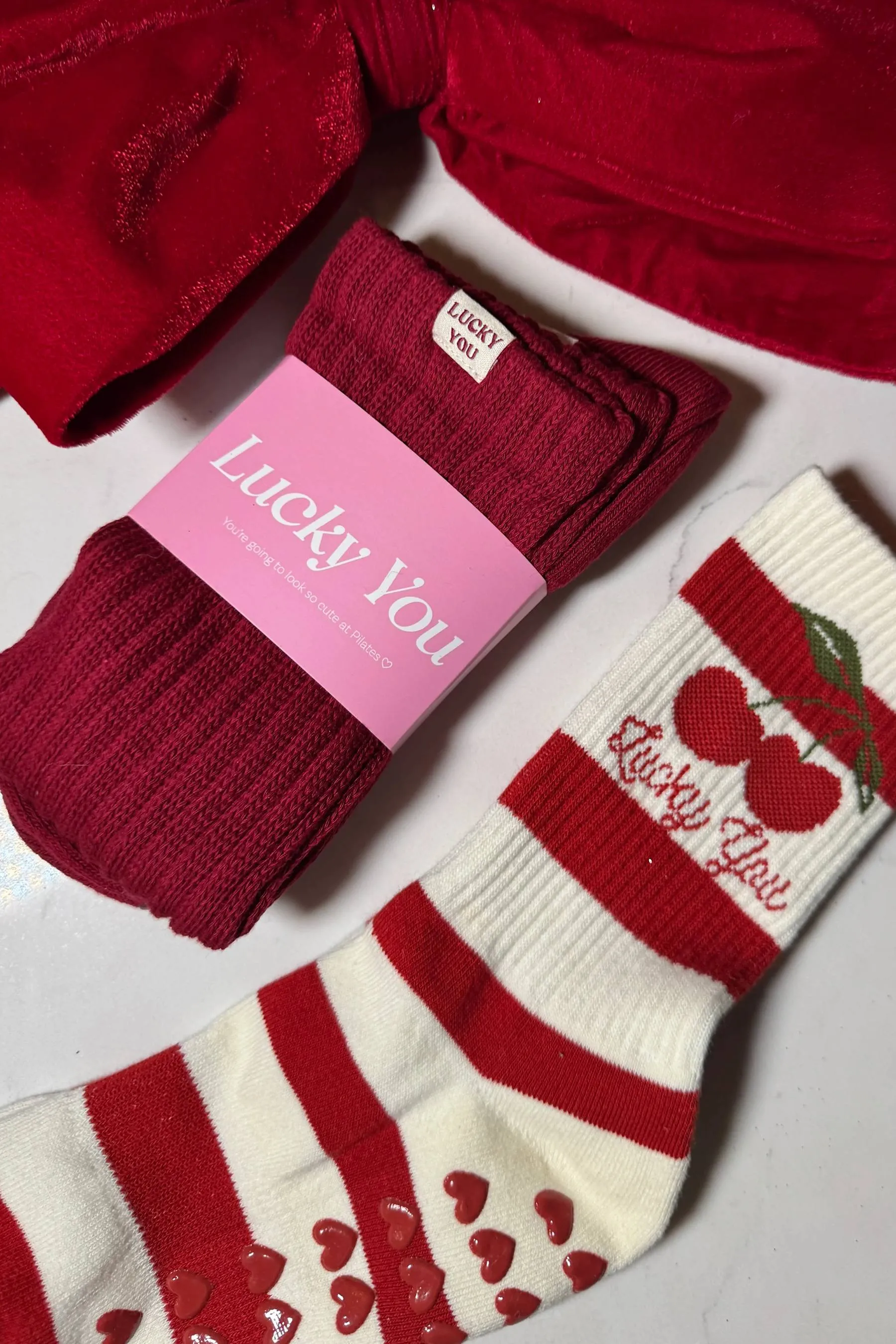 Lucky You Pilates Socks Red Scrunch sold by Beach Riot product image thumbnail 2