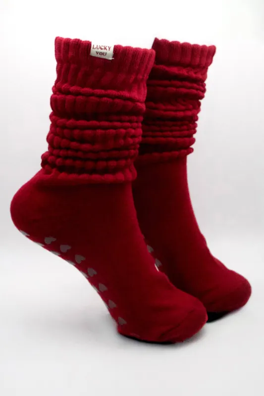 Lucky You Pilates Socks Red Scrunch sold by Beach Riot