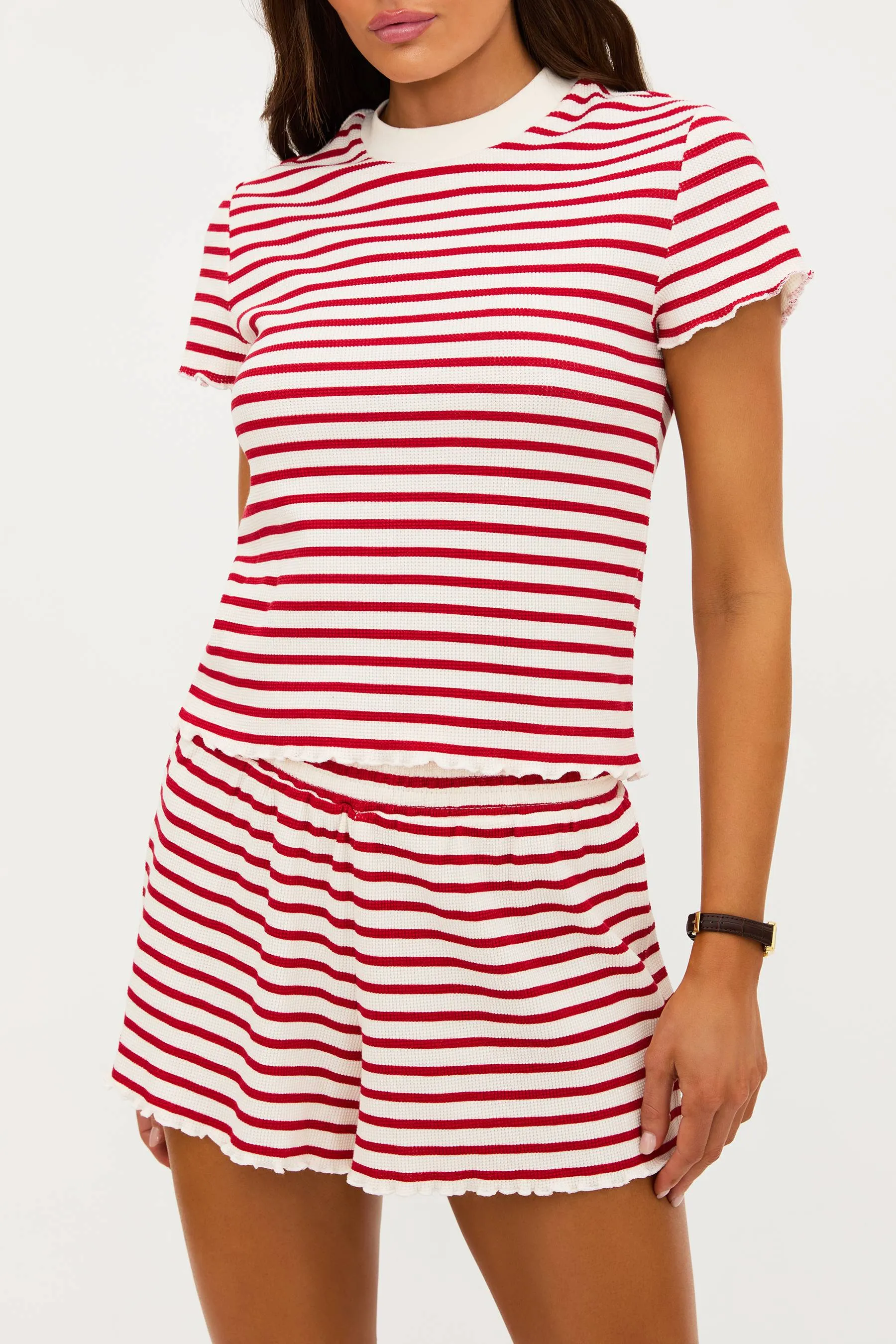 Bay Sleep Set Red Stripes Waffle sold by Beach Riot product image thumbnail 3