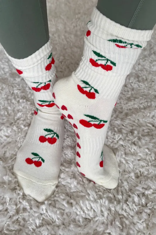Lucky You Pilates Socks Sweet Cherry sold by Beach Riot