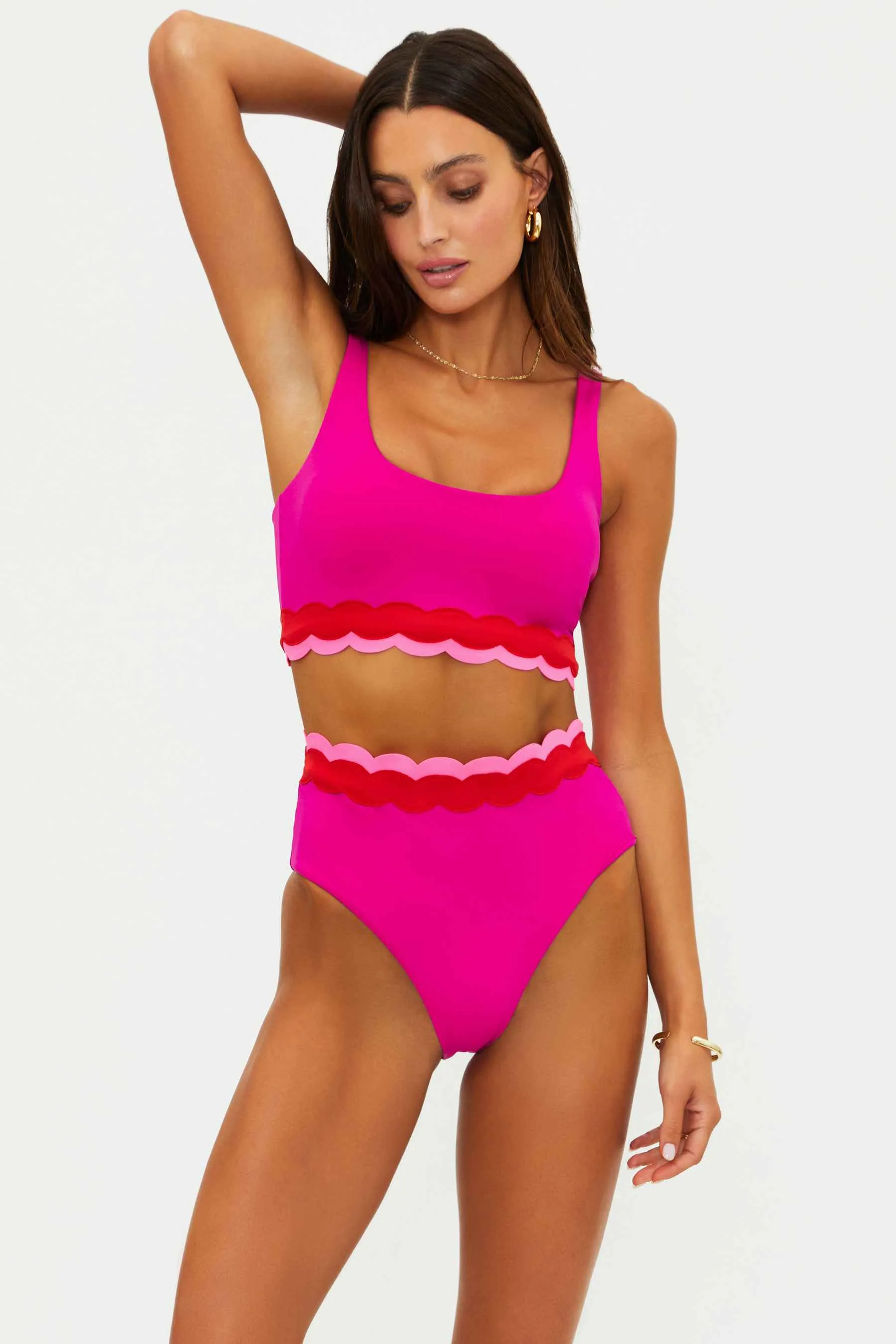 Marin Top Fuchsia Red Neon Pink Wave sold by Beach Riot product image thumbnail 4