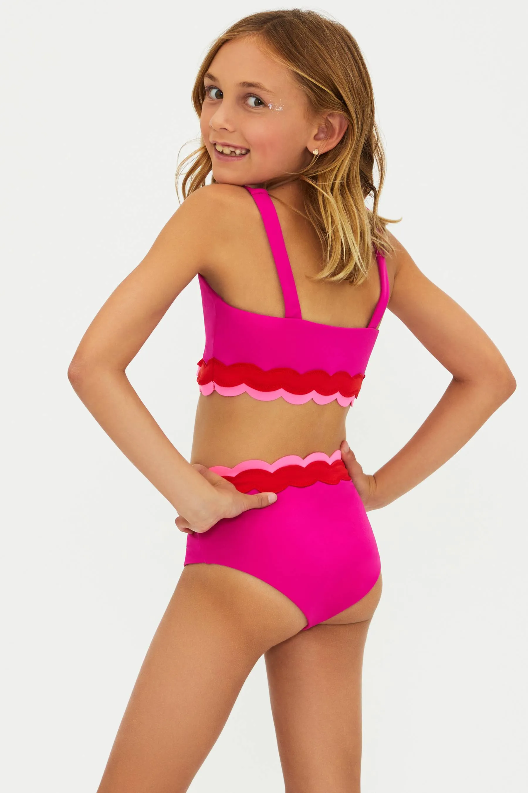 Little Marin & Harriet Set Fuchsia Red Neon Pink Wave sold by Beach Riot product image thumbnail 2